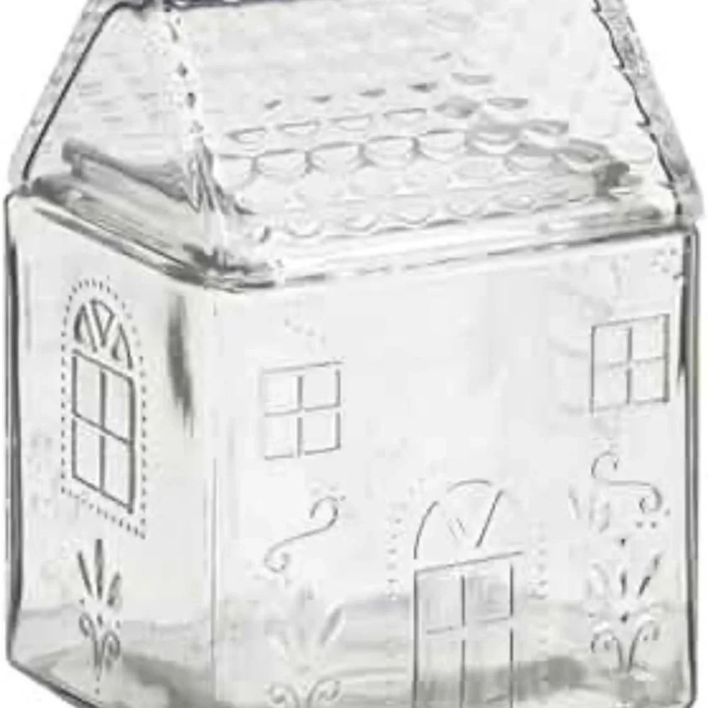 Clear Glass Gingerbread House Jar - Picture 2 of 3
